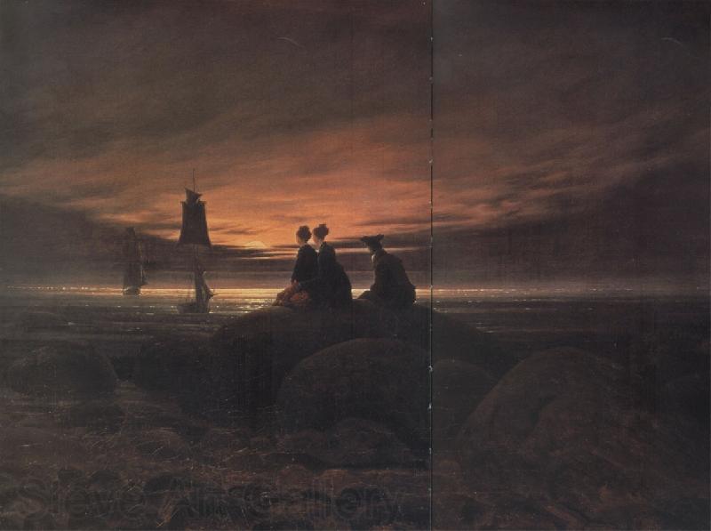 Caspar David Friedrich coucher de soleil sur la mer Spain oil painting art